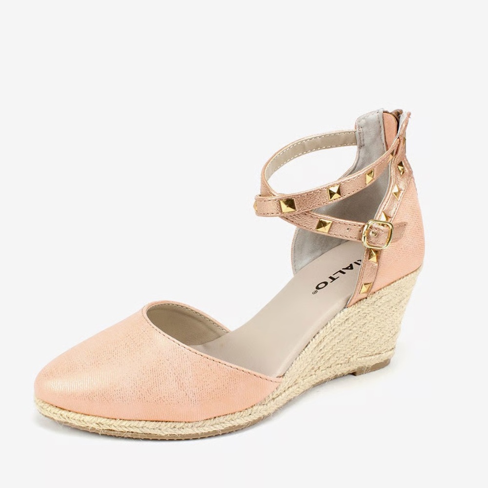Rialto Pink Wedges with Gold Studded Straps